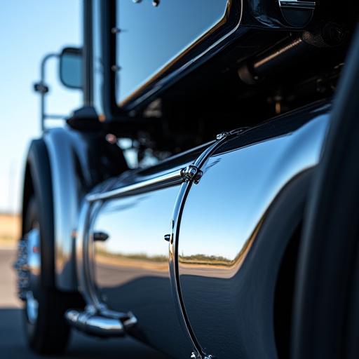 Polished chrome exhaust stack on a semi-truck